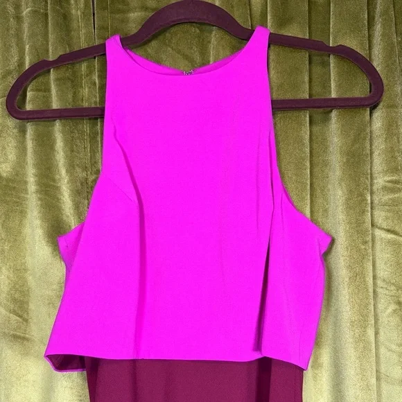 Jill Jill Stuart Lovely Duo Colorblock gown in hot Pink and Burgundy Size 4 $328 - Picture 4 of 10